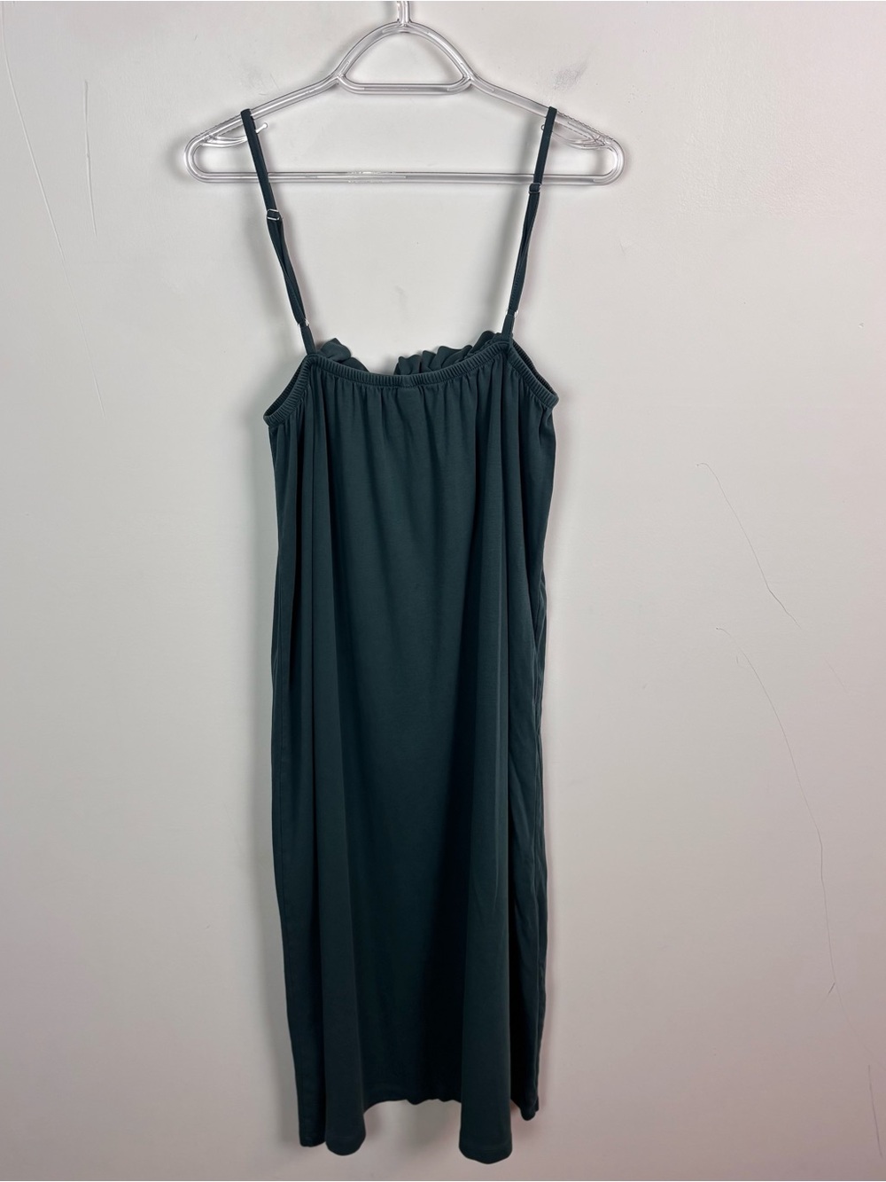 LAKE Pajama Ruffle Midi Nightgown Pima Cotton Ruffle Forest Green Size Large - Picture 7 of 7